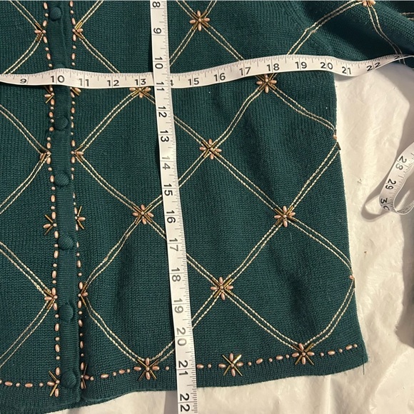 SUSAN BRISTOL Vintage Hand Beaded Embroidered Cardigan Sweater L - Picture 11 of 11